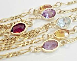   Jewelry Fine 14 K Gold 30 Necklace Semi Precious Stones 30 inch