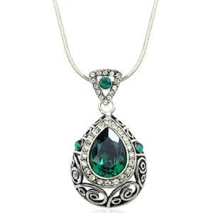 Emerald Green Austrian Crystal Diamond Necklace Pendant  