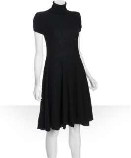 Autumn Cashmere black cashmere puff sleeve turtleneck dress   