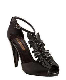 Lovely People black leather Meadow ruffle t strap pumps   up 