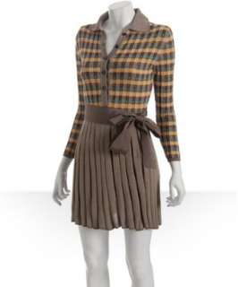 Missoni taupe checkerboard merino wool shirt dress   up to 