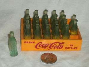 Vintage 23 Mini Coca Cola Bottles & Yellow Coke Case  