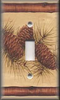 Light Switch Plate Cover   Rustic   Pine Cones With Evergreen Branches 