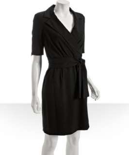 Marc New York black stretch faux wrap belted dress  BLUEFLY up to 70% 