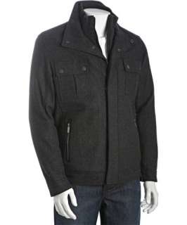 Michael Kors charcoal wool blend double collar zip front coat