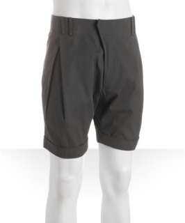 Paul Smith grey cotton pleated cuffed shorts