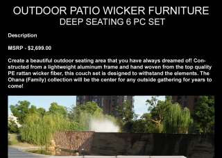 Outdoor Patio Wicker Furniture Deep Seating 6pc Set  