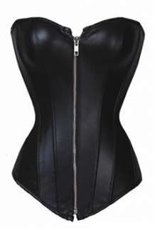 Plus Size Overbust Leather Bustier Sexy Corset Tops and Basques Waist 