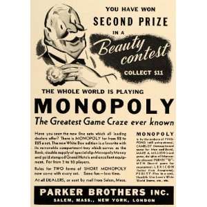  1936 Ad Monopoly Greatest Game Craze Parker Brothers 