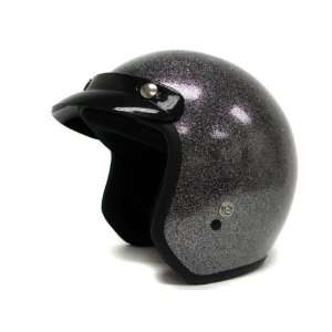   Flake Glitter Motorcycle Helmet Vintage Black Open Face Chopper Bobber