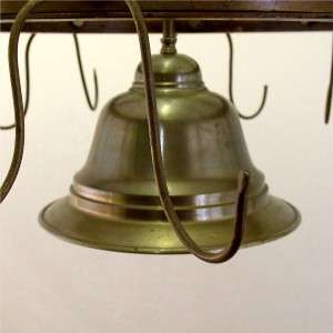 Vintage Brass & Wood Pot Rack Light Made in Italy  