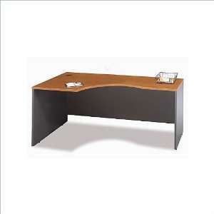   Bow Front Wood Computer Desk in Natural Cherry: Furniture & Decor