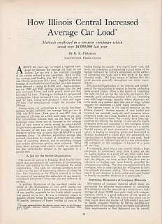 1930 Article Illinois Central Railroad Average Car Load  