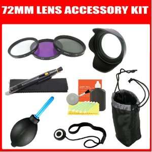  Lens Hood + Lens Pouch + Lens Care Package For Canon, Nikon, Olympus 