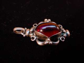 Vintage GEORG JENSEN 830 Silver PENDANT w/RED STONE Jewelry  
