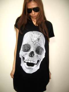 Diamond Skull Goth Punk Pop Art Rock Dress T Shirt L  