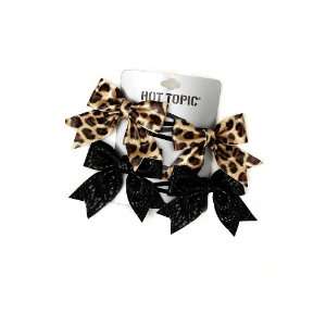  Leopard And Black Bow Hair Clips 4 Pack Beauty