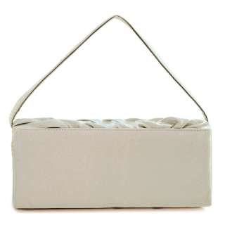 Pleated flap front clutch purse w/ rhinestone silver  