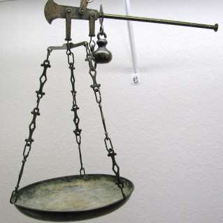Rare Large Antique Brass Metal Balance Scale Weight Pan  