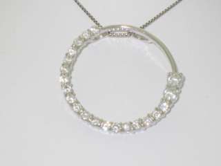 PLATINUM SILVER DIAMOND SET WHITE STONE CIRCLE PENDANT  