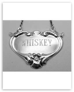 Whiskey Liquor Decanter Label / Tag   Sterling Silver  