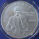 2004 Thomas Alva Edison UNC BU US Mint Silver Dollar Coin Set w/ Box 