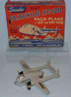   Plastic FAIRCHILD XC 120 Pack Plane,OLD Cargo Airplane Toy & Box