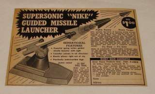 1956 b+w toy ad~SUPERSONIC NIKE GUIDED MISSILE LAUNCHER  
