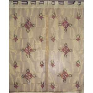   Gold Curtains Window Door Indian Sari Sheer Tab Top Panels Drapes