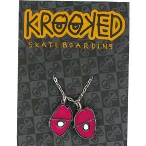 Krooked Eyes Pendant Necklace Silver Pink Skate Keychains 