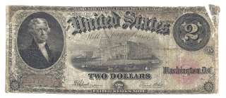 US 2 Dollars 1917 Red Seal RARE aF CRISP Banknote Red Seal  