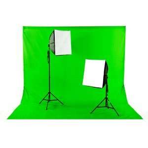  2 EZ Softbox Kit + Green Screen & Support Stand Camera 