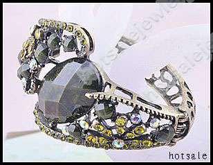 Wholesale 6pcs Charm Crystals Vintage Bangle Cuff Bracelet