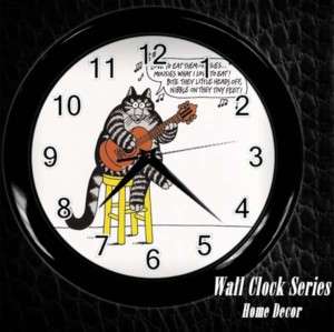 New Kliban Cats With Guitar Wall Clock Watch Gift Rare  