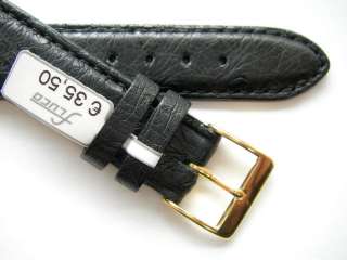 Fluco black genuine Ostrich leather watch band 18 mm  