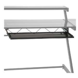 Euro Style L Desk Wide Keyboard Tray (Style Aluminum/Frosted Glass)