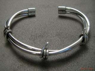 Sterling Silver Barbed Wire Motif Ladies Cuff Bracelet  