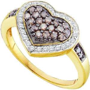 Sophisticated Heart Ring Fashioned in 14K Two Tone Gold, Embellished 