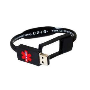  Care USB Medical History Bracelet   Black