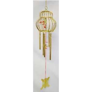Vintage Asian Brass Bird Cage Wind Chime   Brass Color  