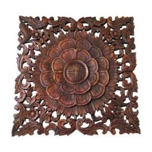  Hand Carved Wall Tile, Wood, Wall Decor, 24 Sq